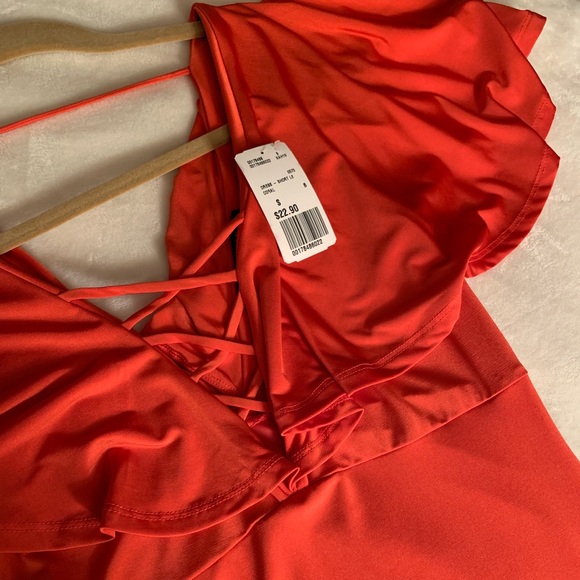 Forever 21 lace up red/coral mini dress NWT. - Picture 3 of 3